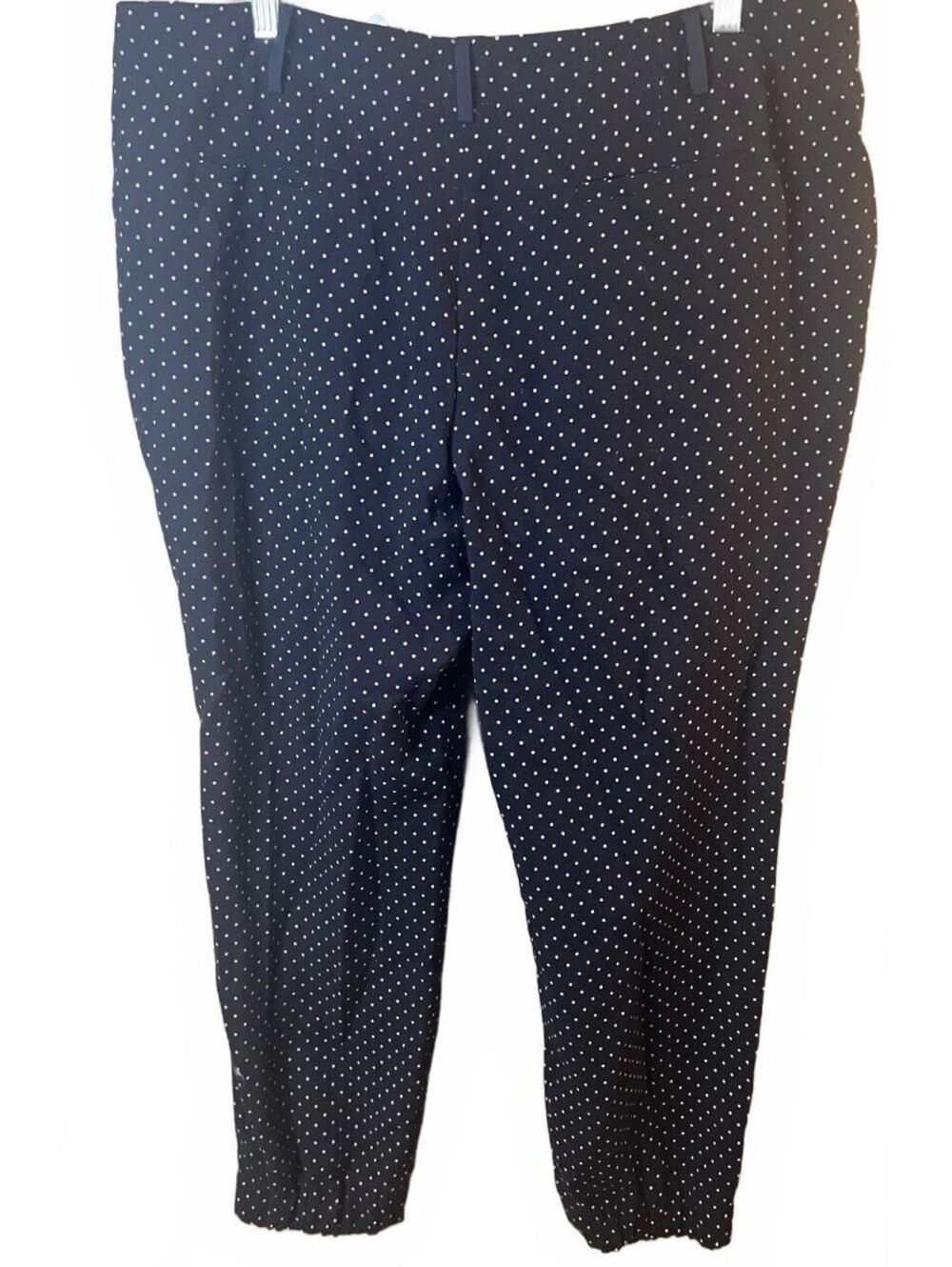 Akris Punto Black Polka Dot Wool Dress Pants 14 Tapered Elastic Ankle Pockets - Picture 9 of 9